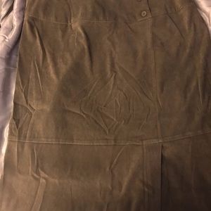 Faux suede pea green skirt, 31 in., casual, work, plus size 22W more like 18/20